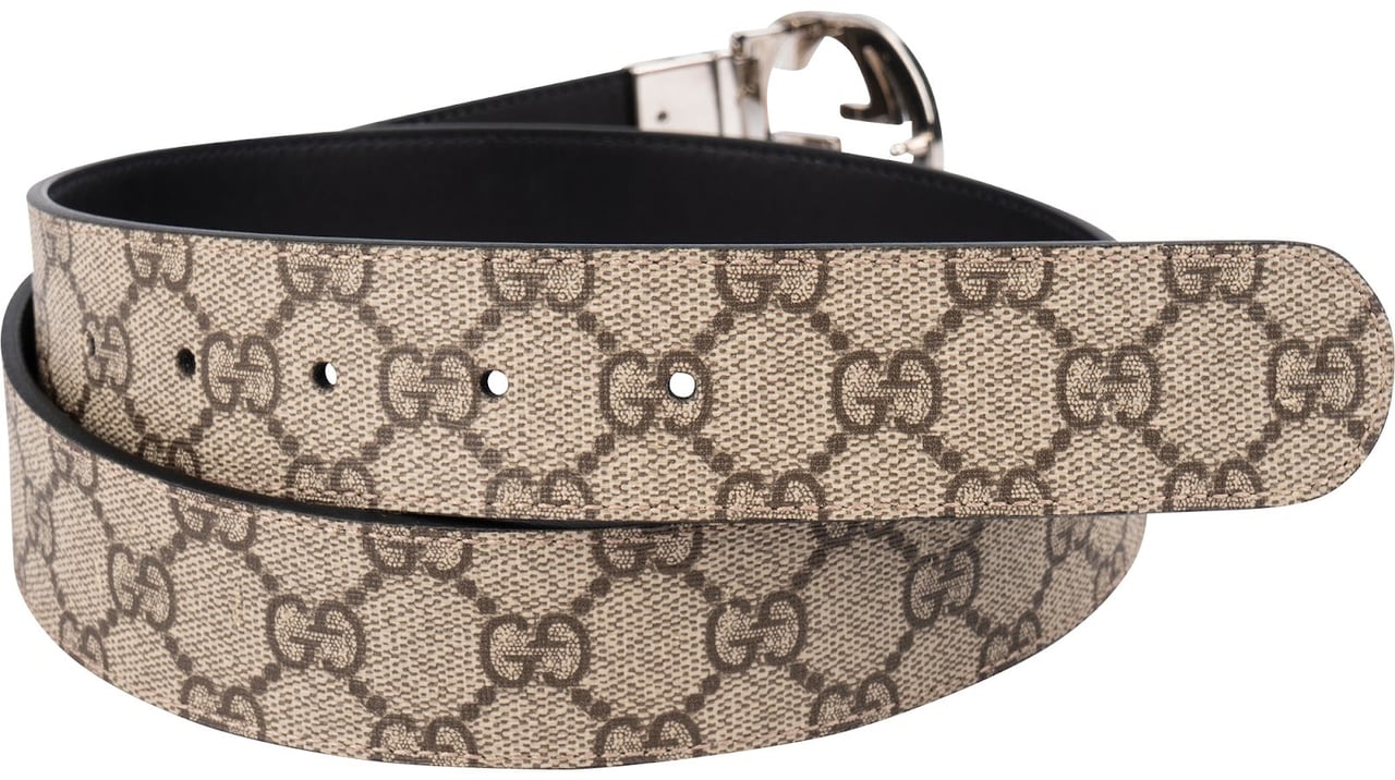 Gucci Monogram GG Supreme Interlocking G Reversible Belt (90 / 36) Beige