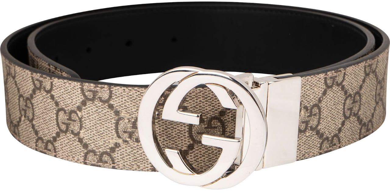 Gucci Monogram GG Supreme Interlocking G Reversible Belt (90 / 36) Beige