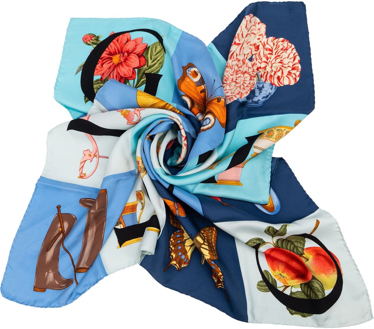 Gucci Alphabet Print Silk 90 Scarf Tuch Divers