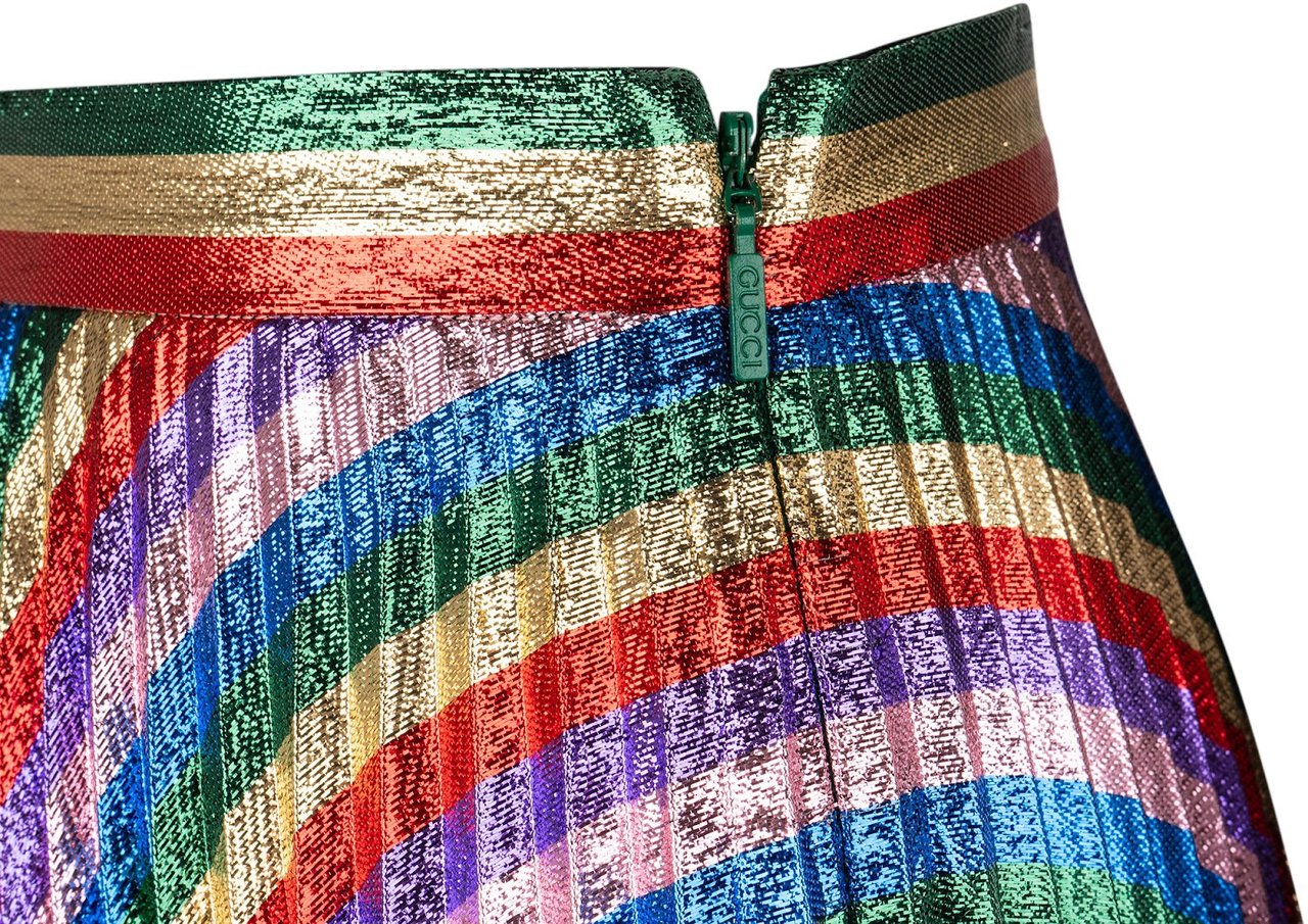 Gucci Metallic Rainbow Plissee Silk Skirt (IT36 / XS) Divers