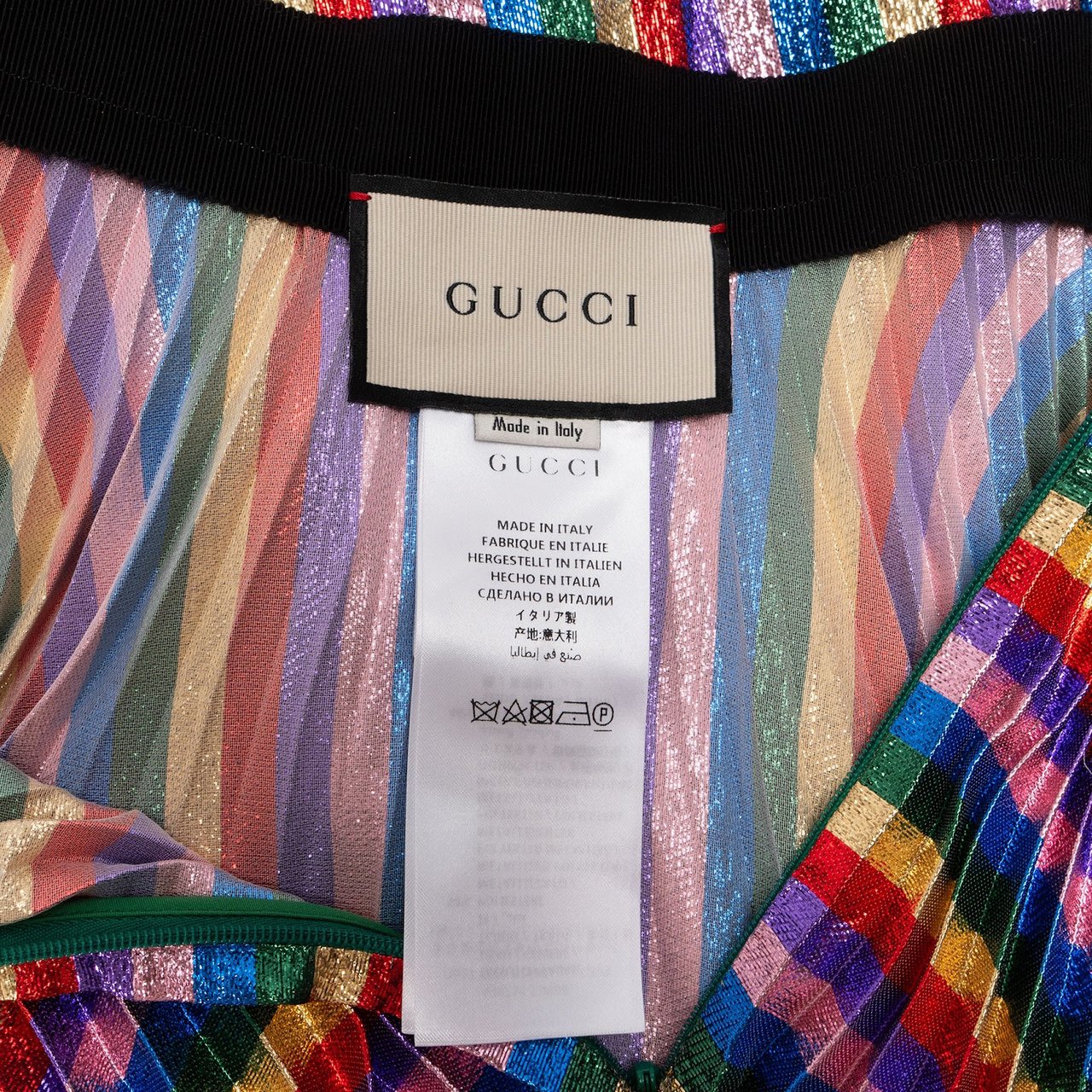 Gucci Metallic Rainbow Plissee Silk Skirt (IT36 / XS) Divers