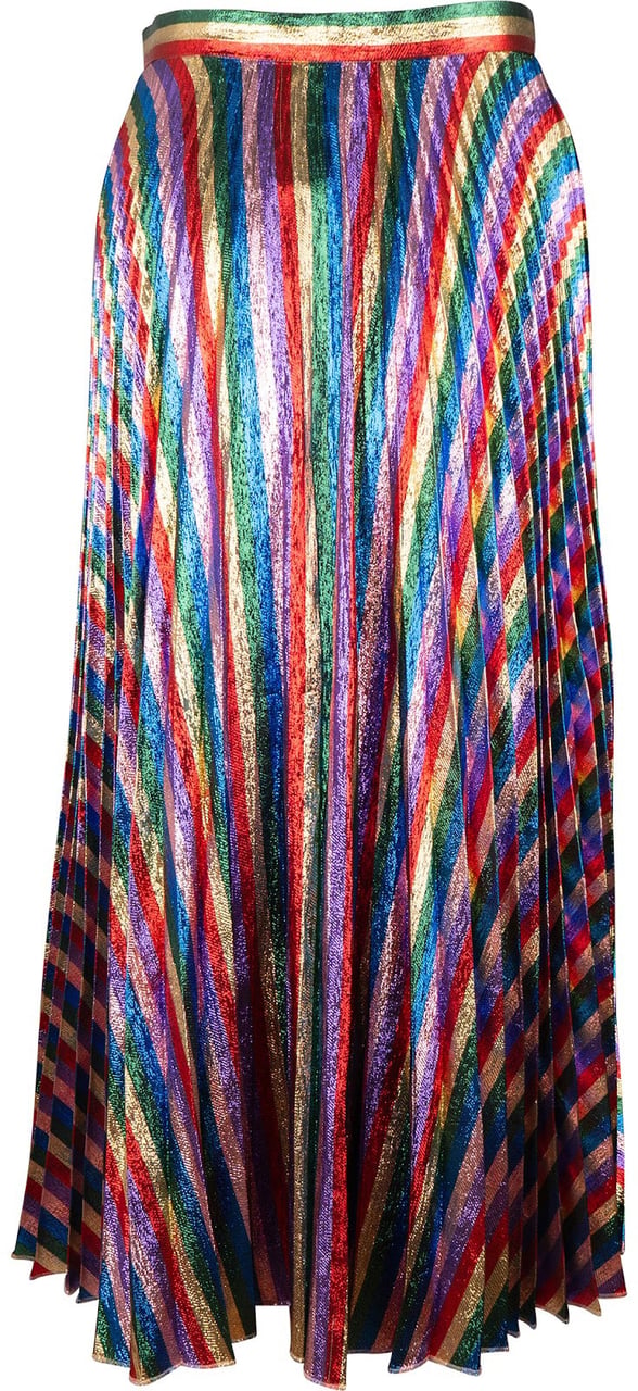 Gucci Metallic Rainbow Plissee Silk Skirt (IT36 / XS) Divers
