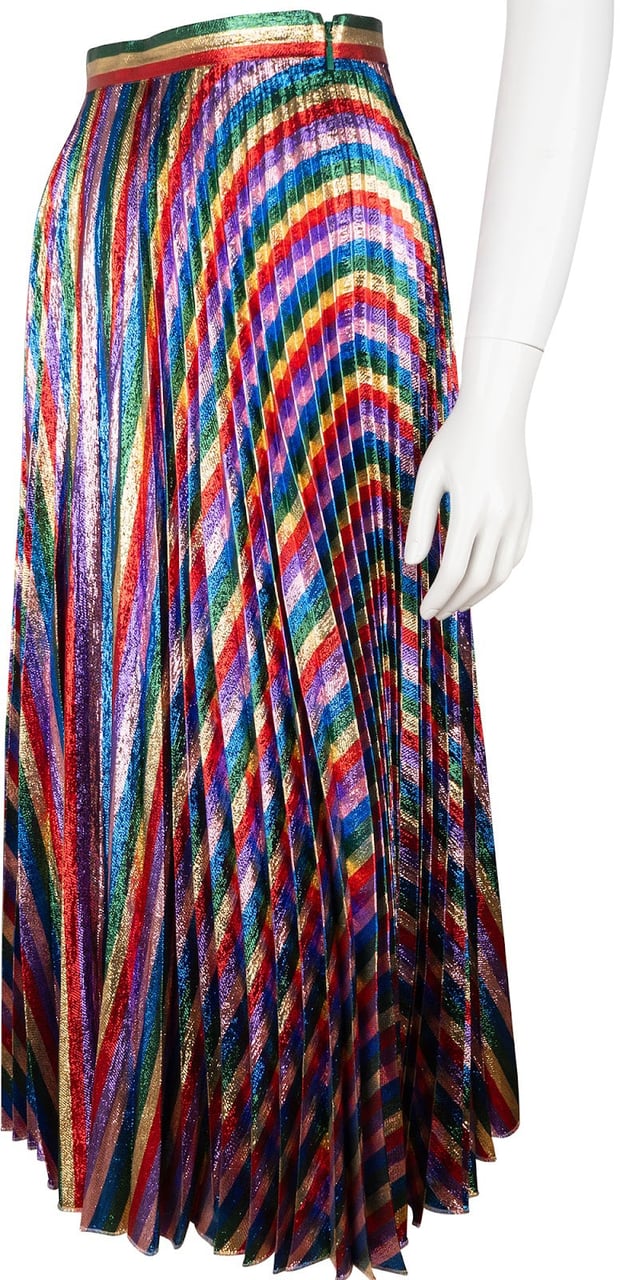 Gucci Metallic Rainbow Plissee Silk Skirt (IT36 / XS) Divers