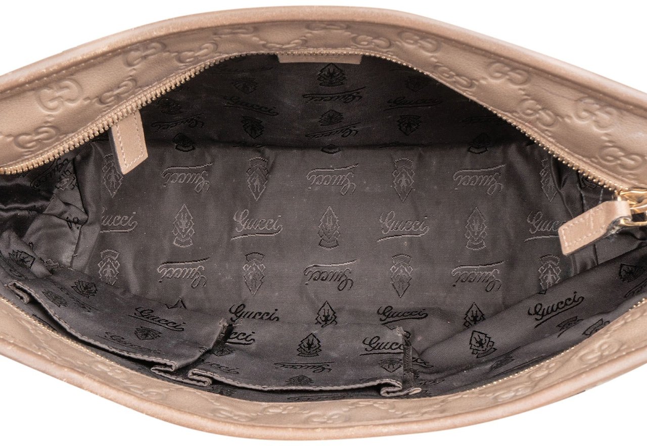 Gucci Guccissima Leather Small Tote Shoulder Bag Taupe