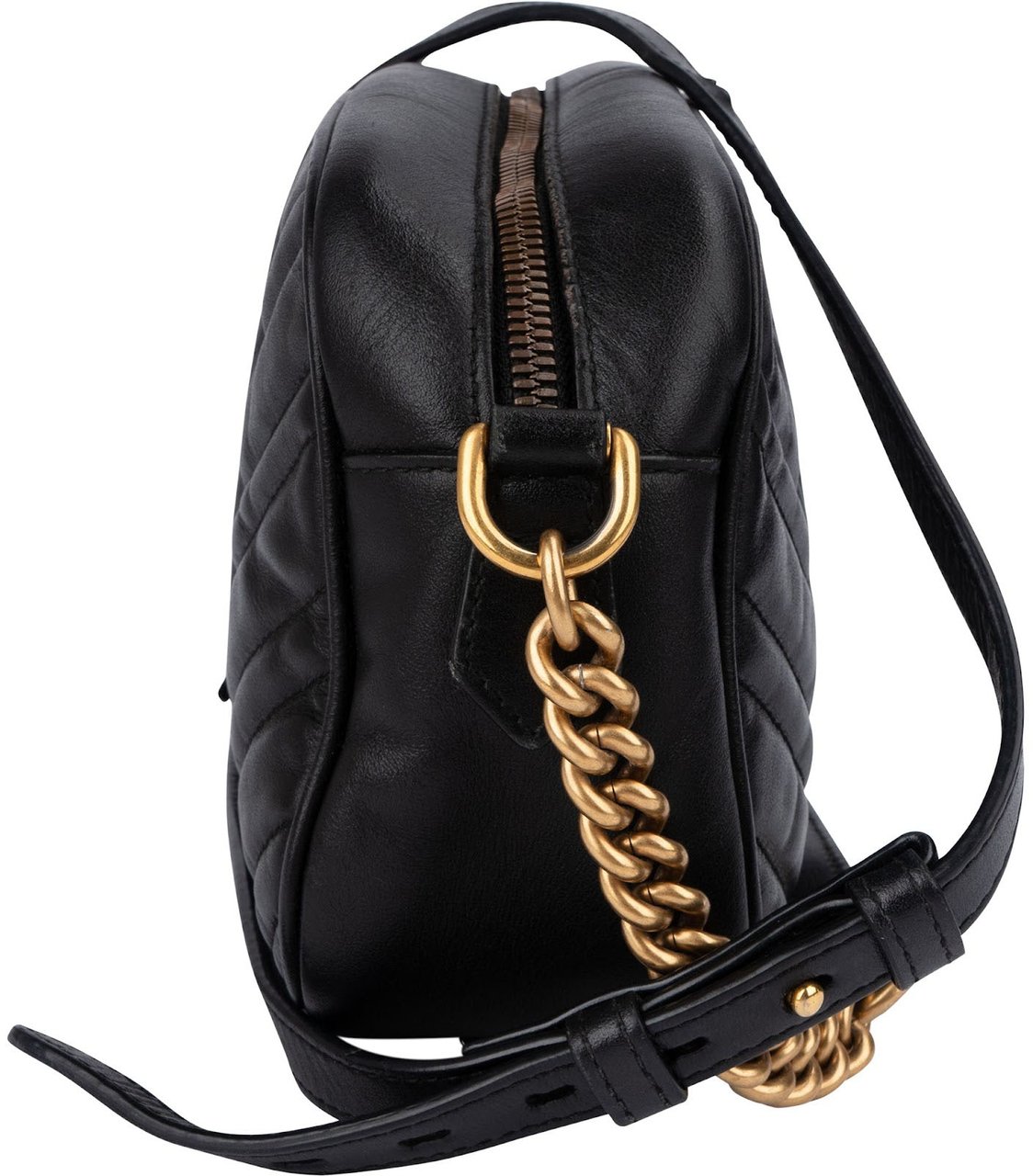Gucci Matelassé Leather GG Marmont Camera Crossbody Bag Zwart
