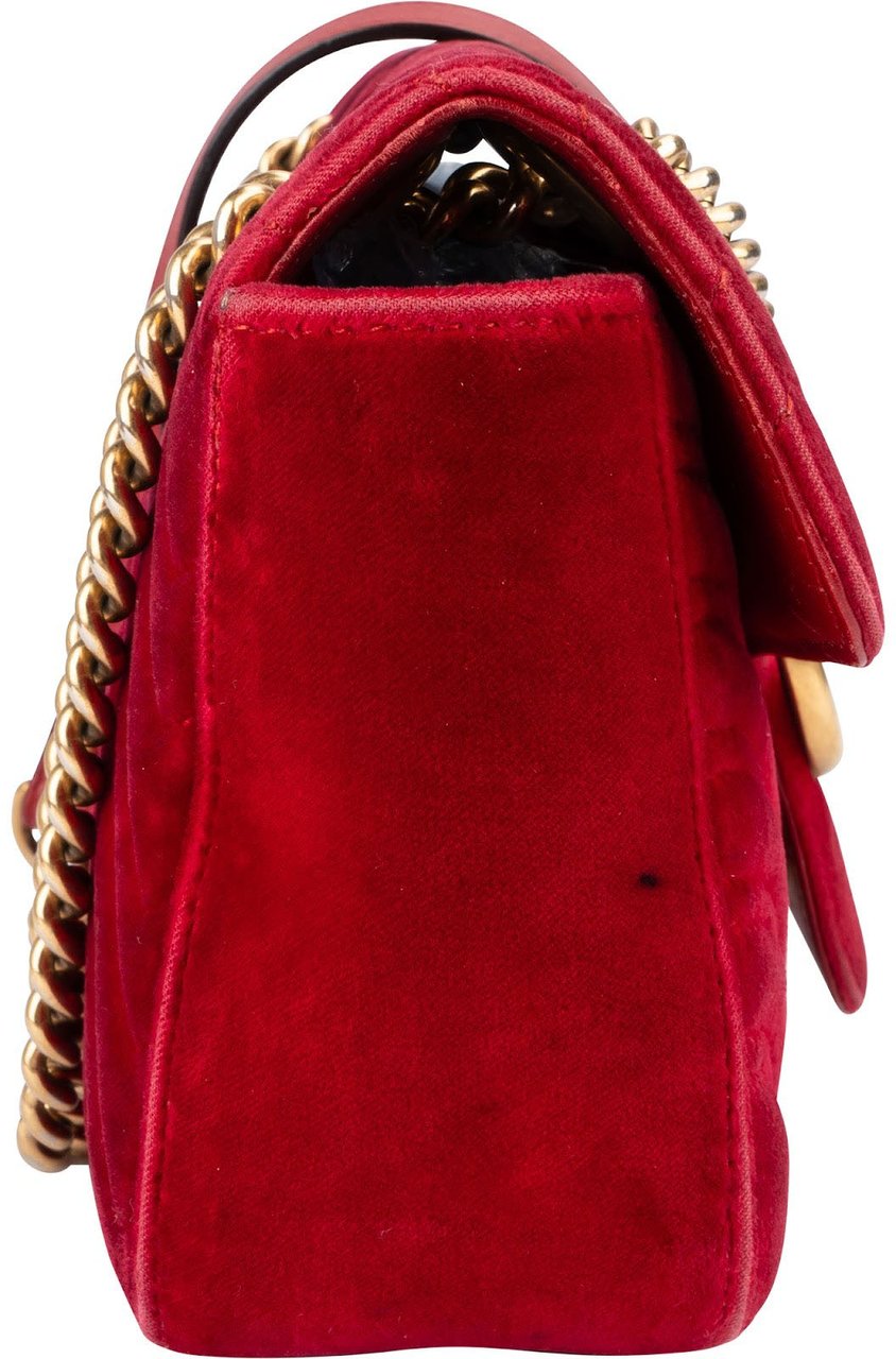 Gucci Velvet Matelassé GG Marmont Crossbody Bag Rood