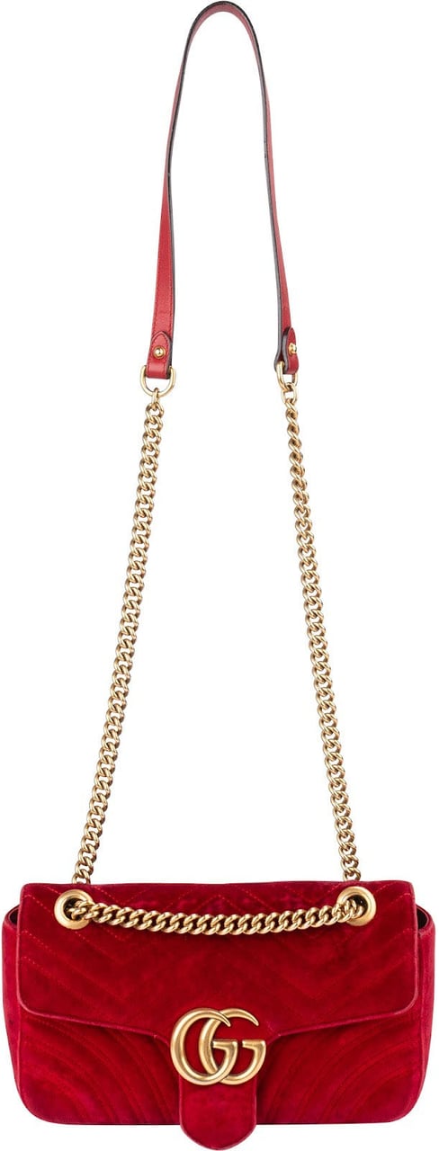 Gucci Velvet Matelassé GG Marmont Crossbody Bag Rood