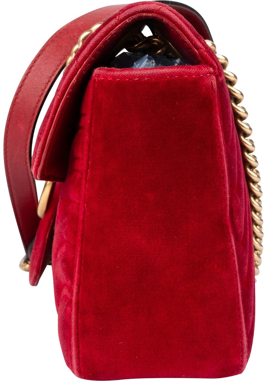 Gucci Velvet Matelassé GG Marmont Crossbody Bag Rood