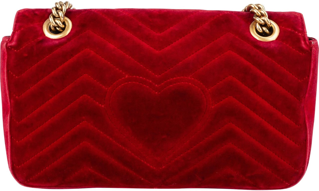 Gucci Velvet Matelassé GG Marmont Crossbody Bag Rood