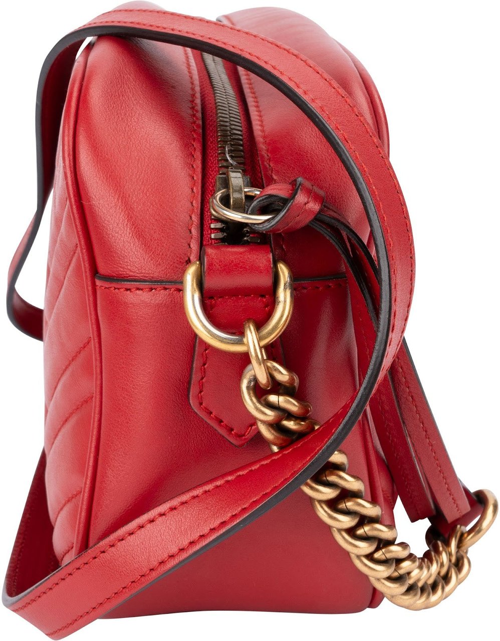 Gucci Matelassé Leather GG Marmont Camera Crossbody Bag Rood