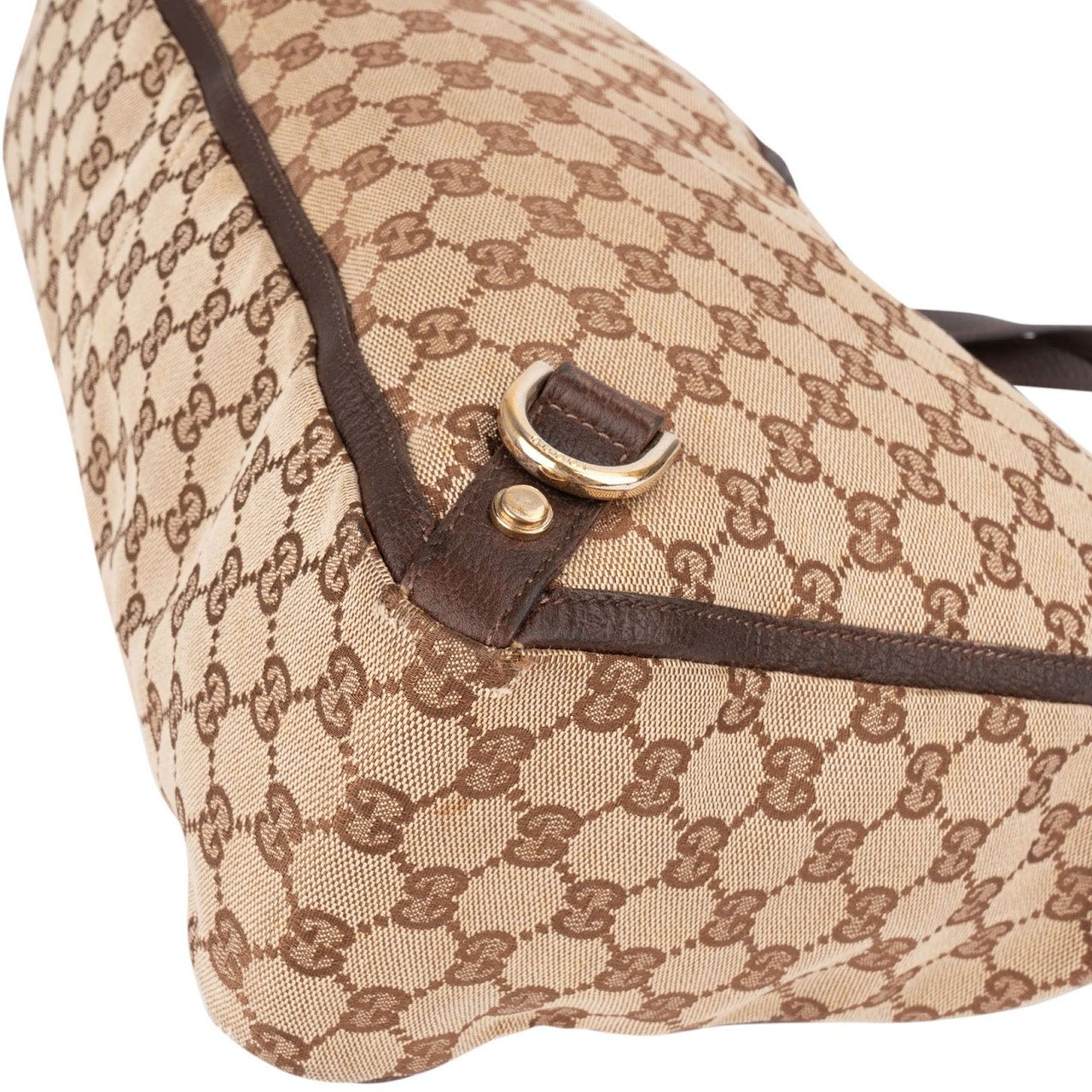 Gucci Monogram GG Canvas Abbey D-Ring Tote Shoulder Bag Beige