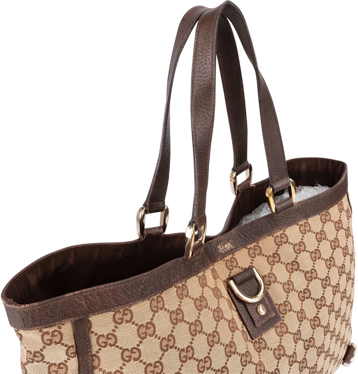 Gucci Monogram GG Canvas Abbey D-Ring Tote Shoulder Bag Beige