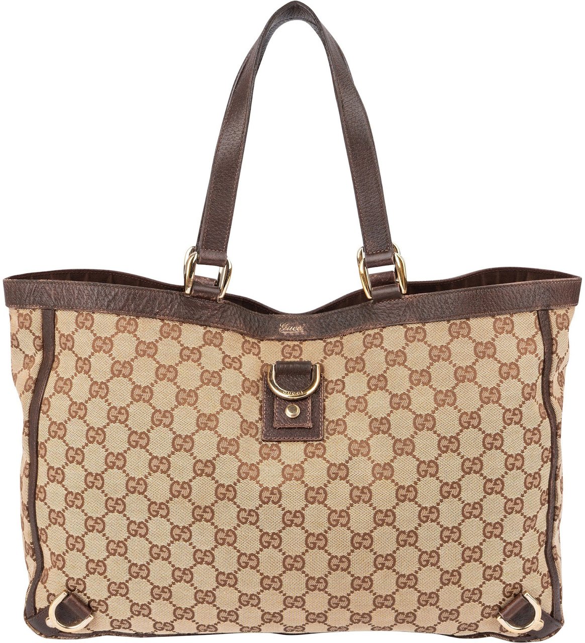 Gucci Monogram GG Canvas Abbey D-Ring Tote Shoulder Bag Beige