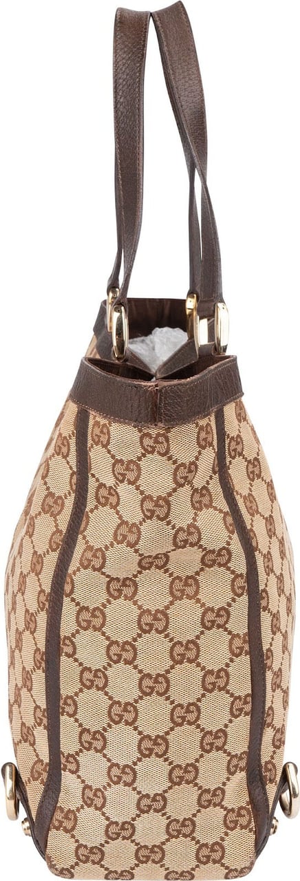 Gucci Monogram GG Canvas Abbey D-Ring Tote Shoulder Bag Beige