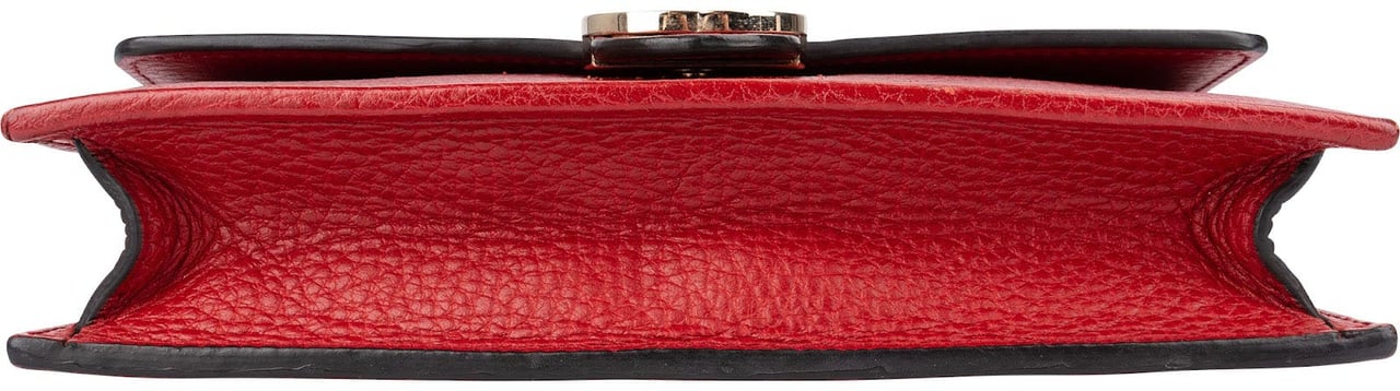 Gucci Pebbled Leather Interlocking GG Wallet On Chain Crossbody Bag Rood