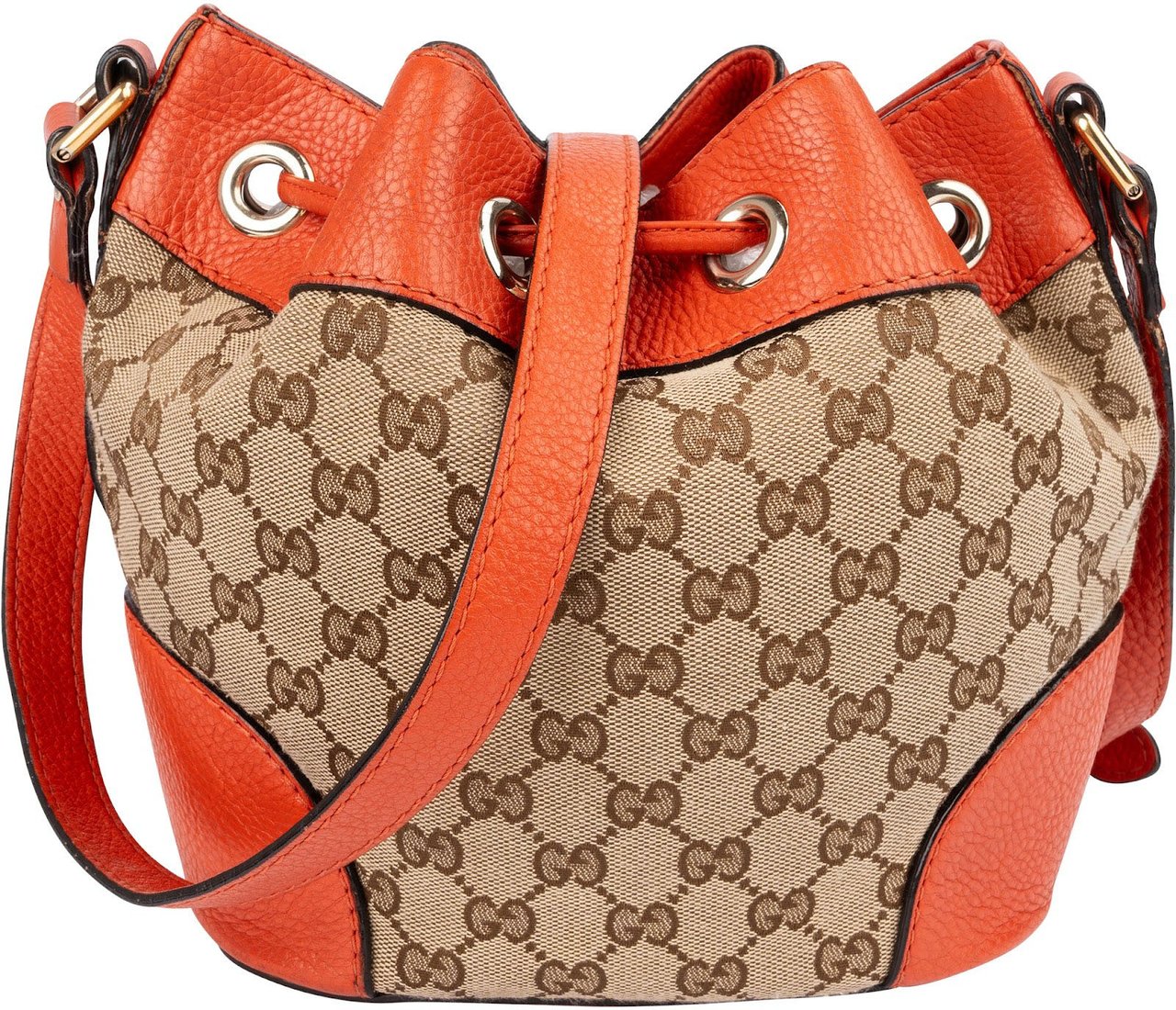 Gucci Monogram GG Canvas Small Bucket Crossbody Bag Beige