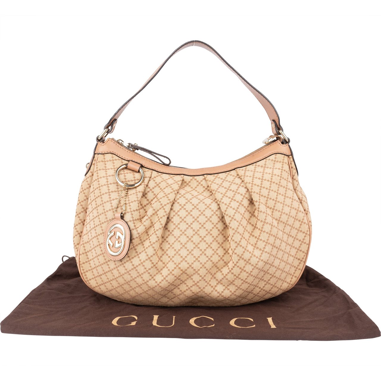 Gucci Gucci Diamante Monogram Sukey Handbag Beige