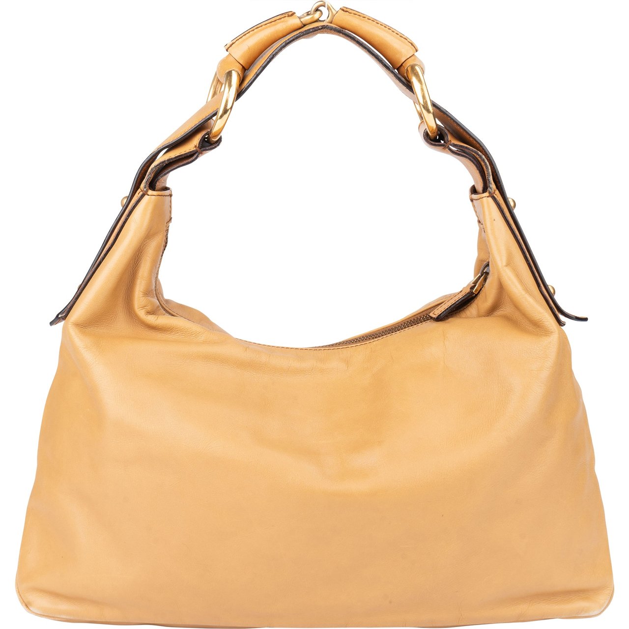 Gucci Gucci Leather Horsebit Hobo Bag Beige