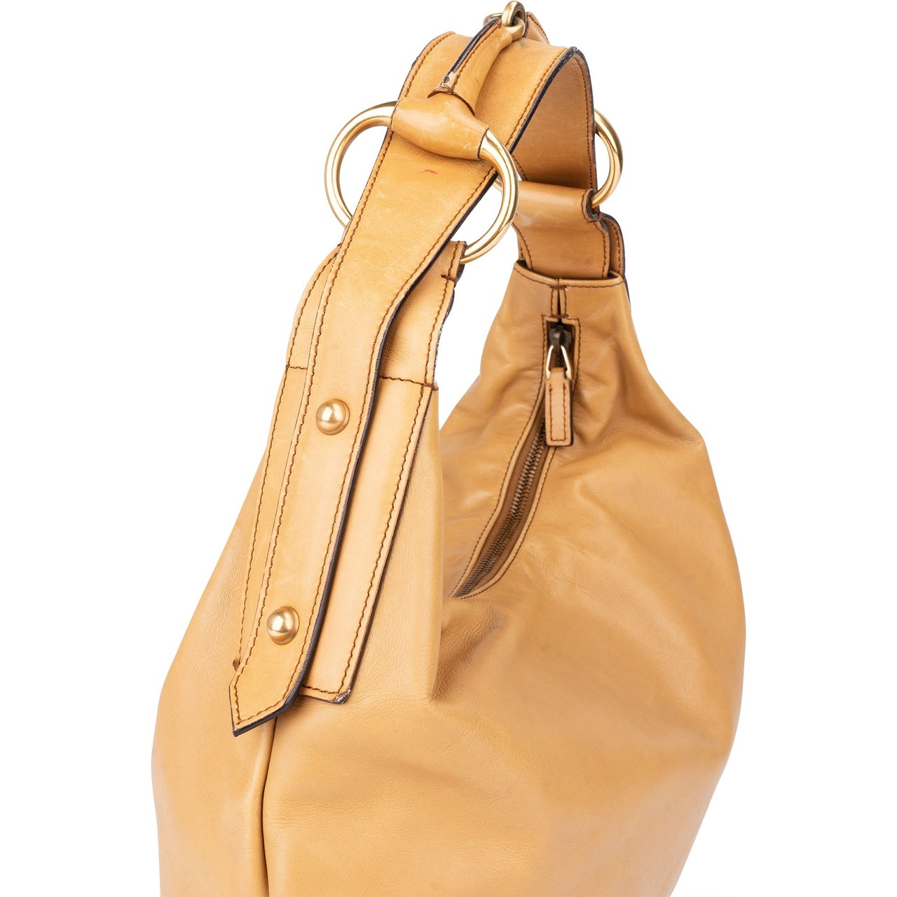Gucci Gucci Leather Horsebit Hobo Bag Beige