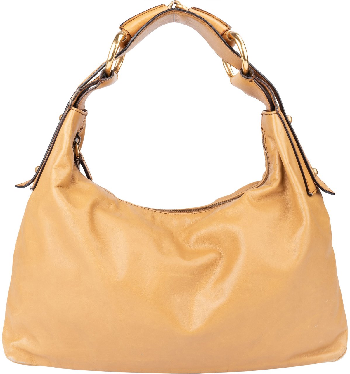 Gucci Leather Horsebit Hobo Bag Beige