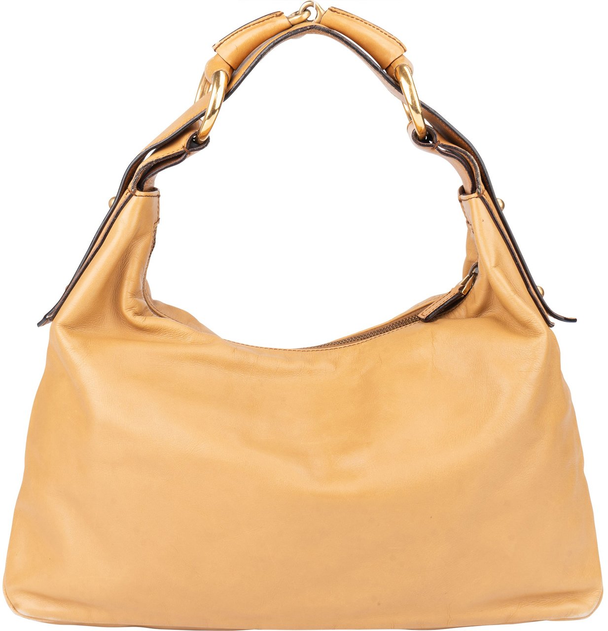 Gucci Gucci Leather Horsebit Hobo Bag Beige