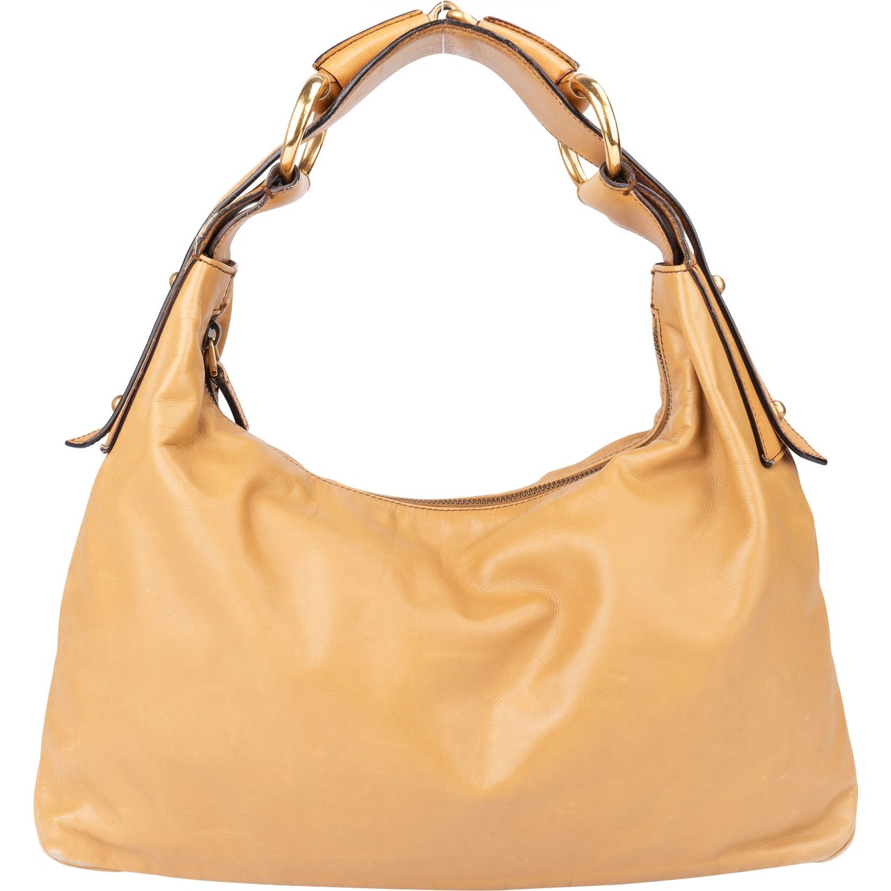 Gucci Gucci Leather Horsebit Hobo Bag Beige