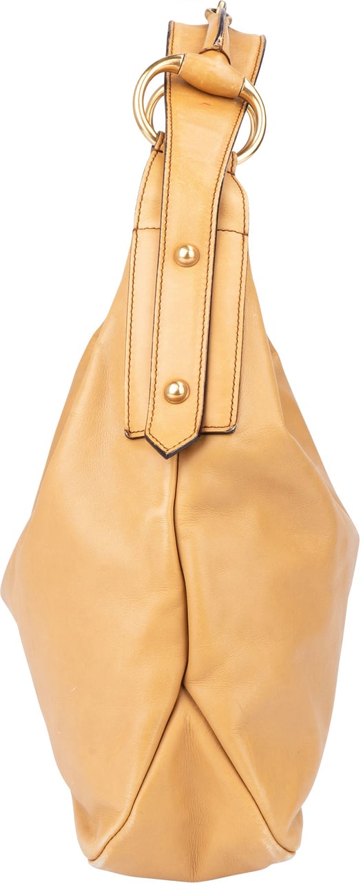 Gucci Leather Horsebit Hobo Bag Beige