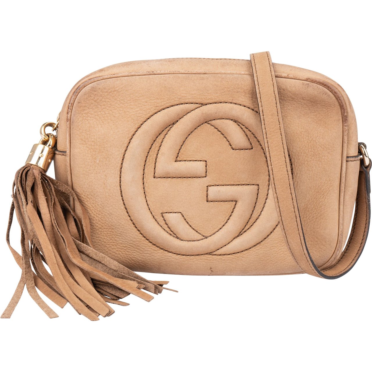 Gucci Gucci Suede GG Soho Crossbody Bag Bruin