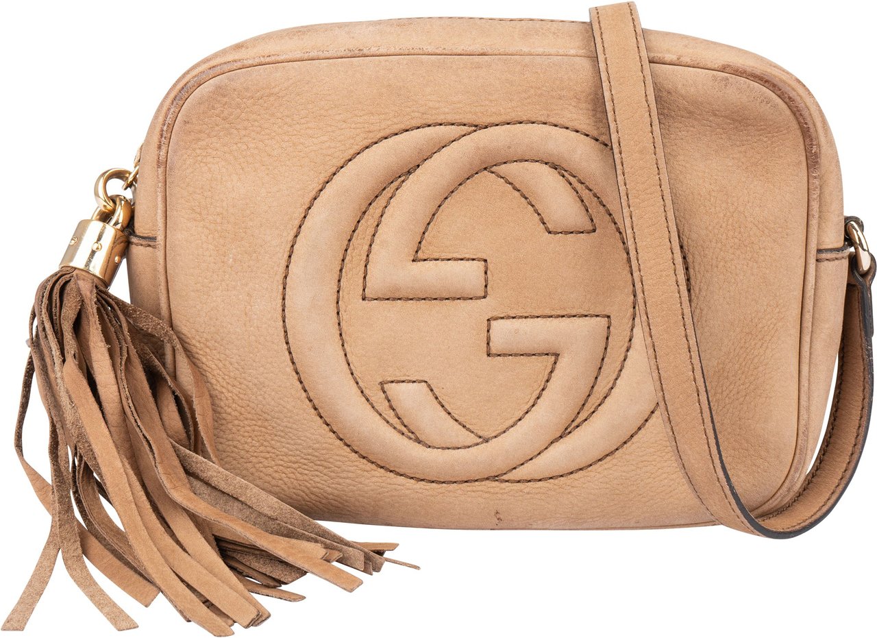 Gucci Gucci Suede GG Soho Crossbody Bag Bruin