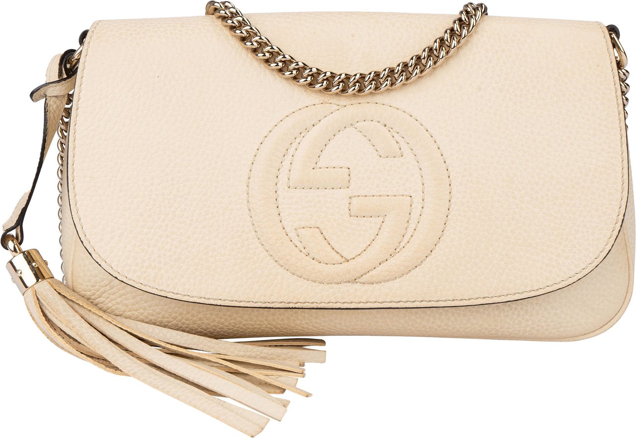 Gucci Gucci Leather Soho GG Crossbody Bag Wit