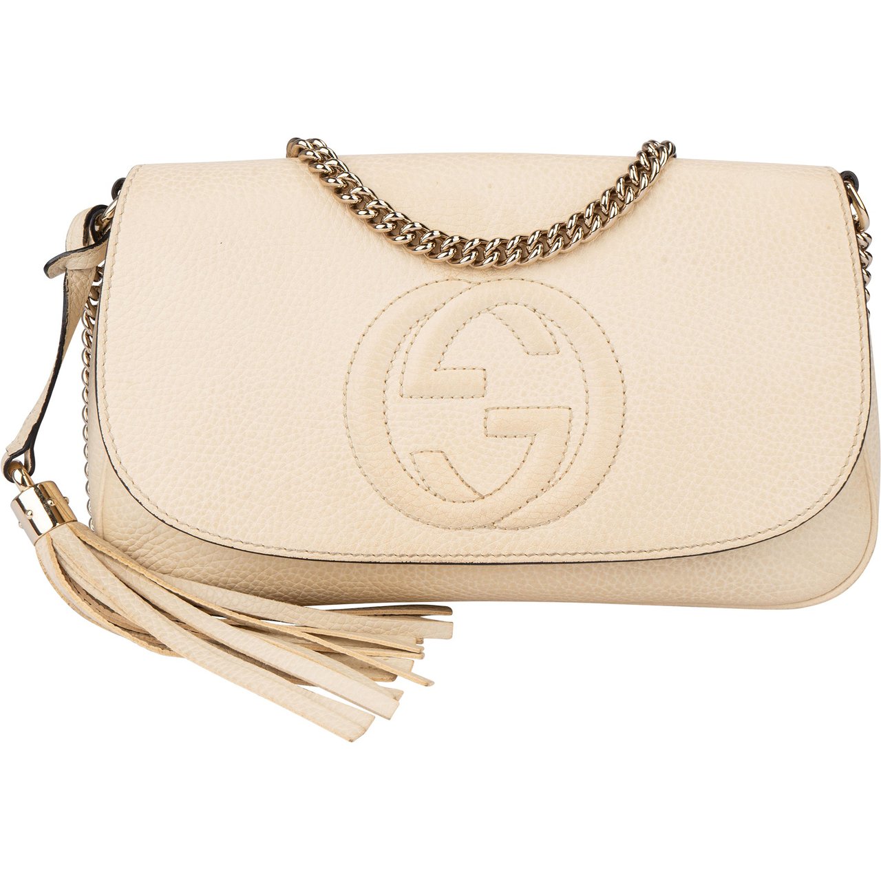Gucci Gucci Leather Soho GG Crossbody Bag Wit