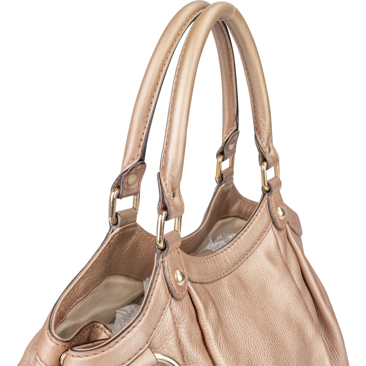Gucci Gucci Metallic Pink Leather Sukey Handbag Roze