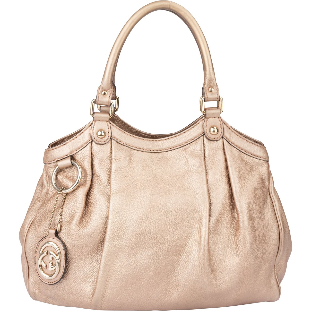 Gucci Gucci Metallic Pink Leather Sukey Handbag Roze