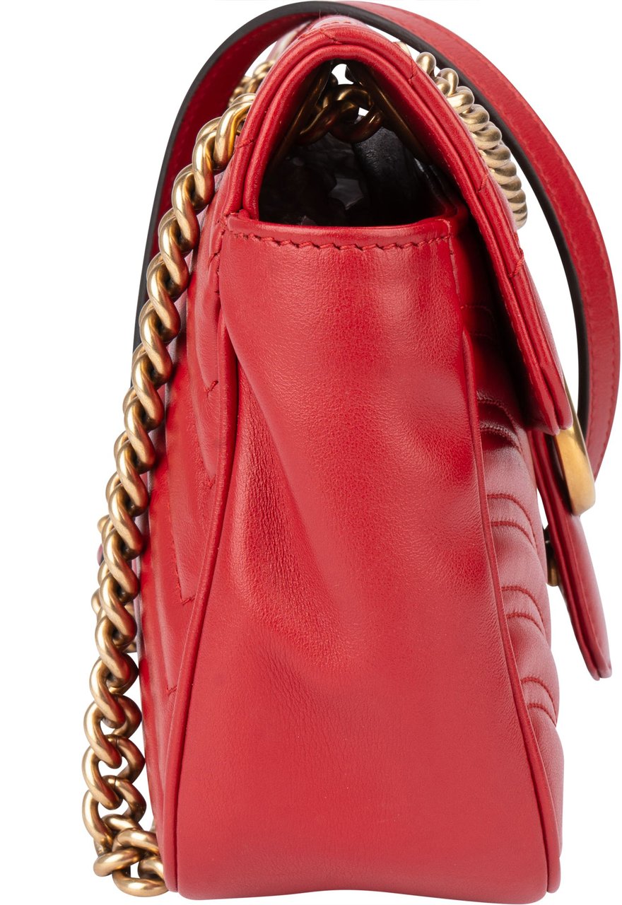 Gucci Gucci Red Leather Marmont Crossbody Bag Rood