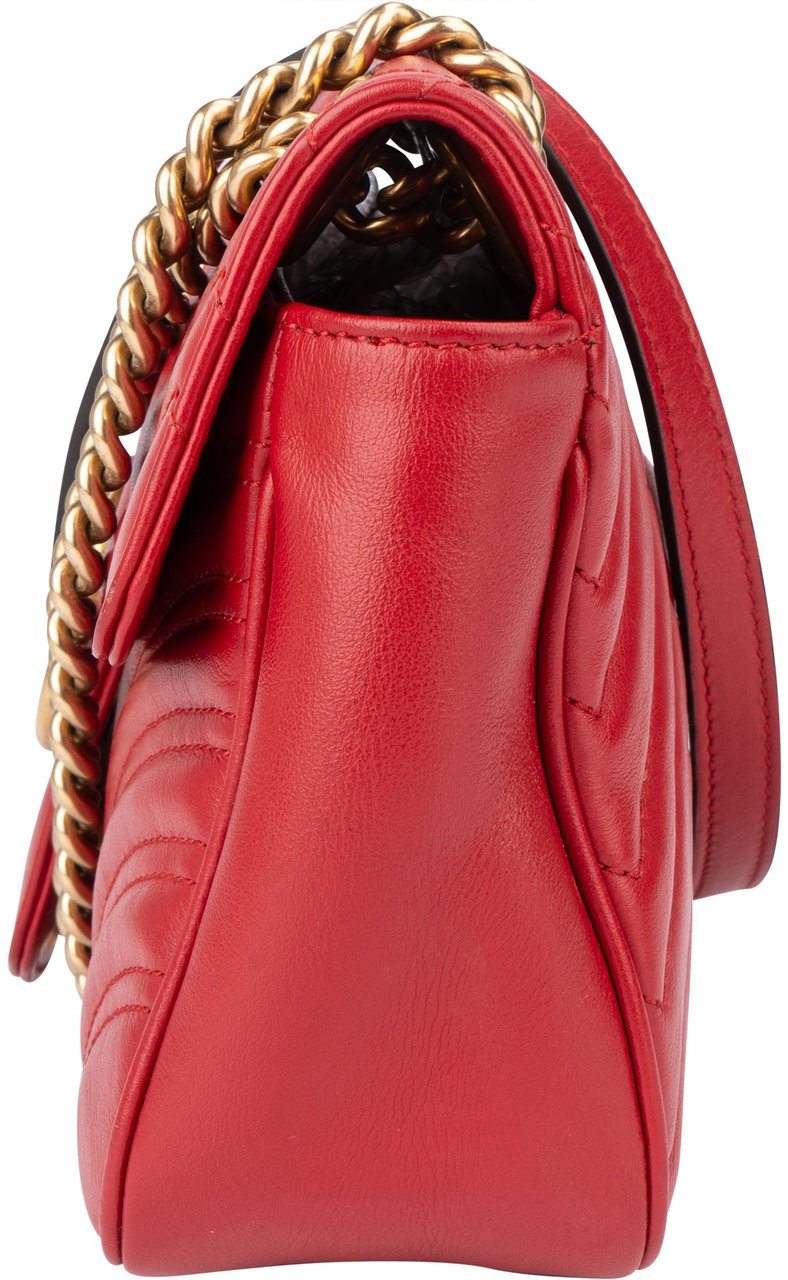 Gucci Gucci Red Leather Marmont Crossbody Bag Rood