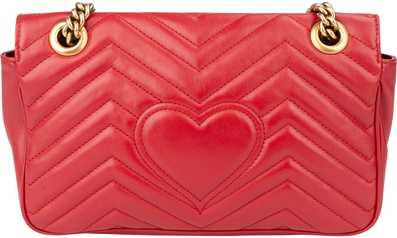 Gucci Gucci Red Leather Marmont Crossbody Bag Rood