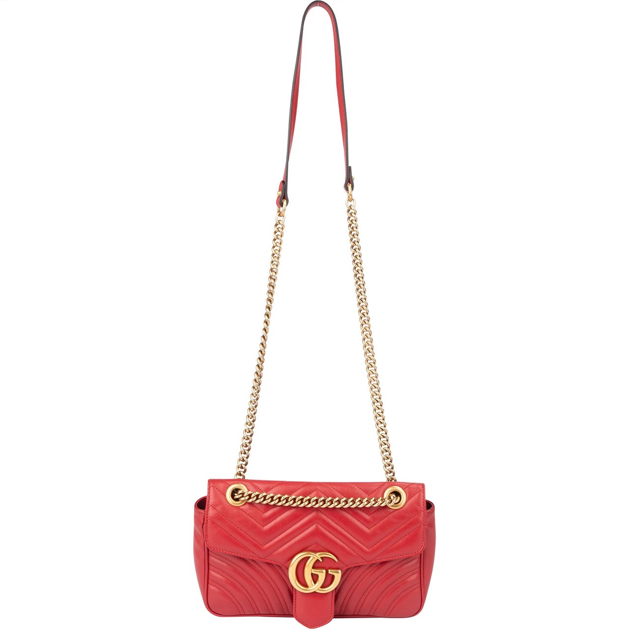 Gucci Gucci Red Leather Marmont Crossbody Bag Rood