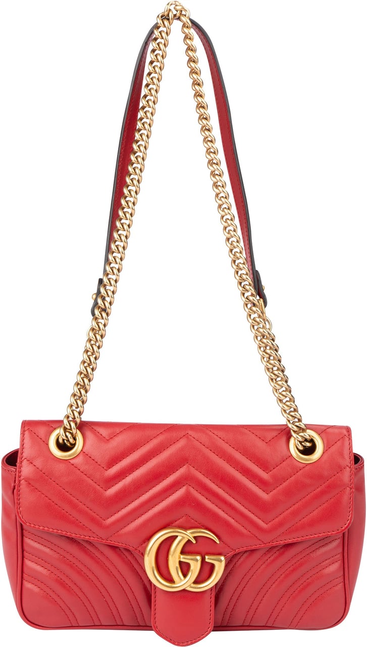 Gucci Gucci Red Leather Marmont Crossbody Bag Rood
