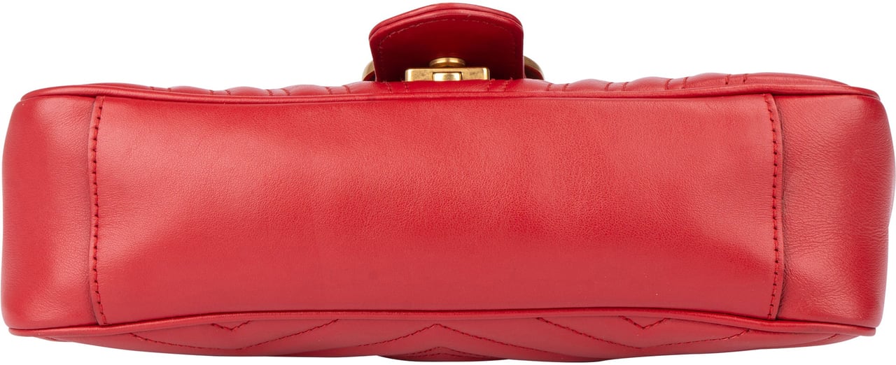 Gucci Gucci Red Leather Marmont Crossbody Bag Rood