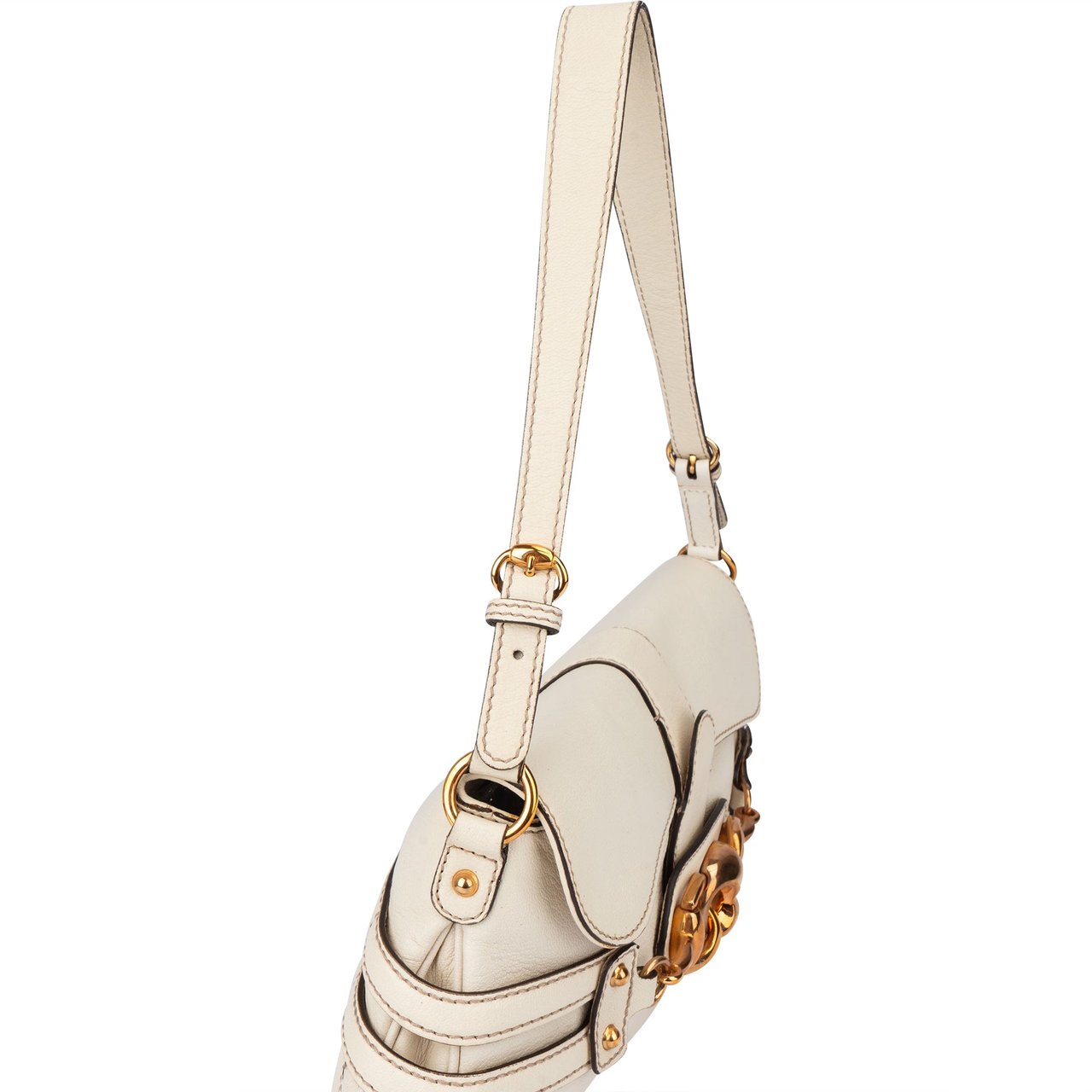 Gucci Gucci Leather Horsebit Shoulder Bag Wit