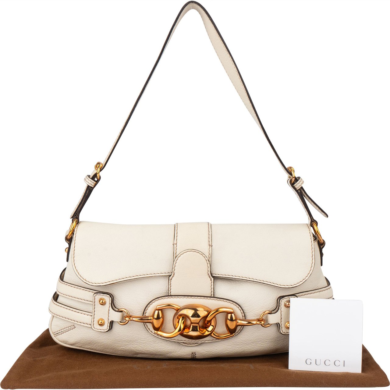 Gucci Gucci Leather Horsebit Shoulder Bag Wit