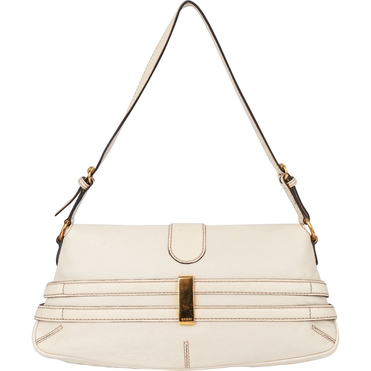 Gucci Gucci Leather Horsebit Shoulder Bag Wit