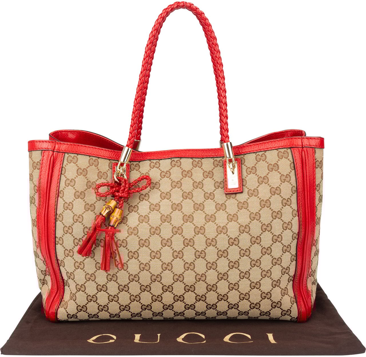Gucci Gucci GG Monogram Bamboo Handbag Bruin