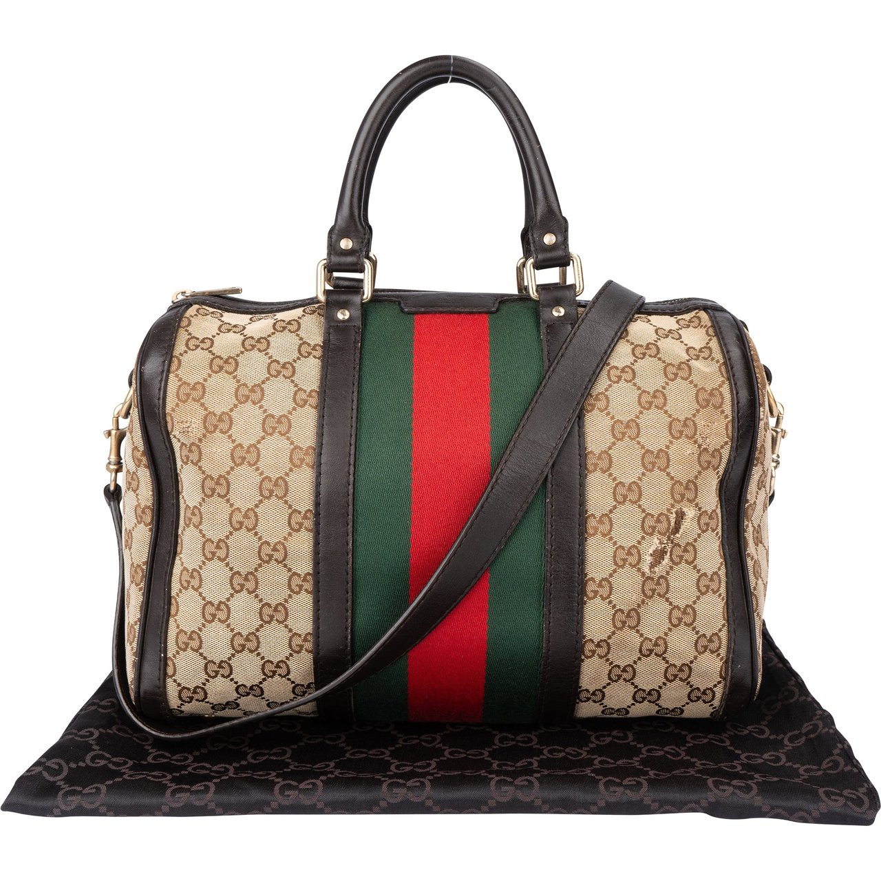 Gucci Gucci GG Monogram Boston Handbag Bruin