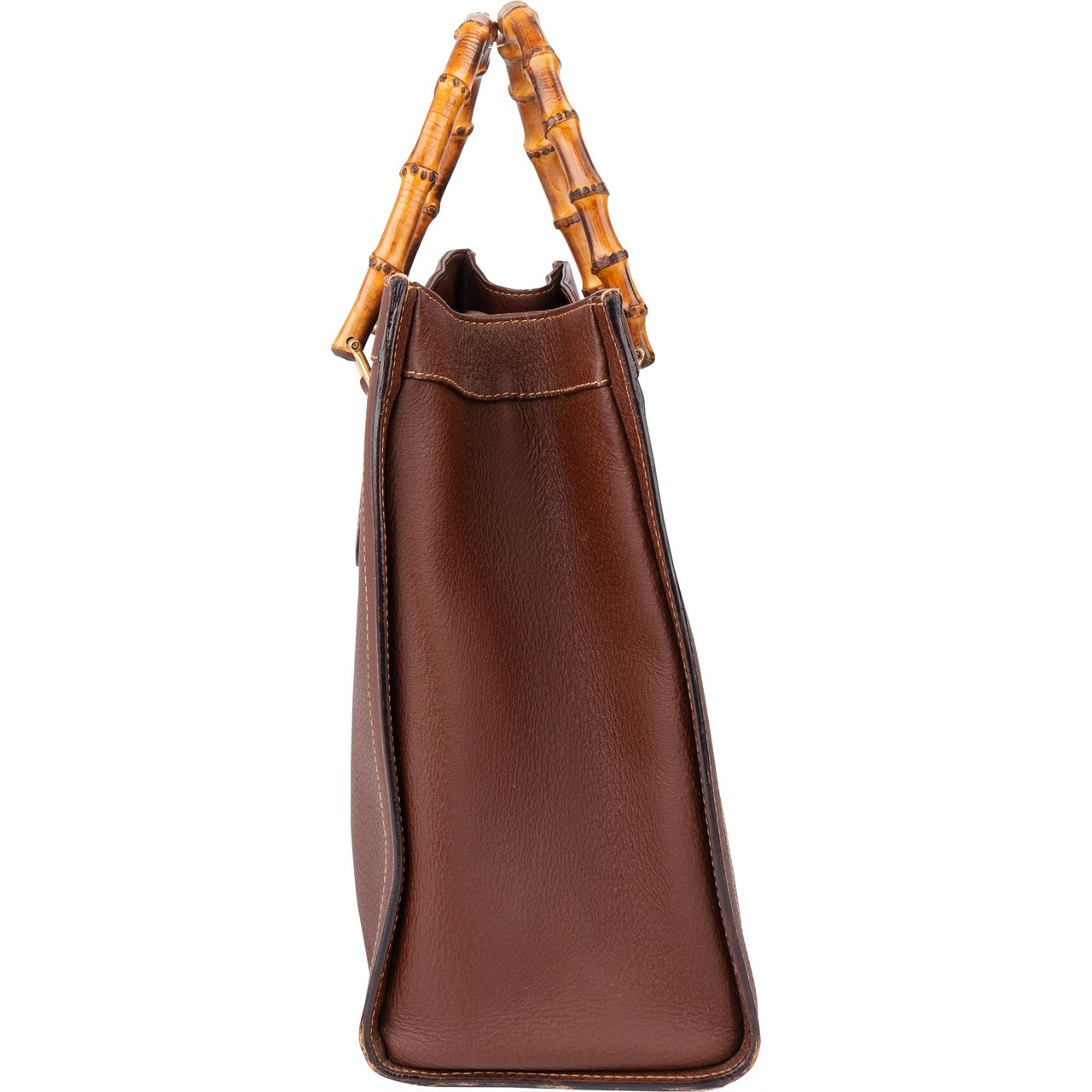 Gucci Gucci Brown Leather Bamboo Handbag Bruin