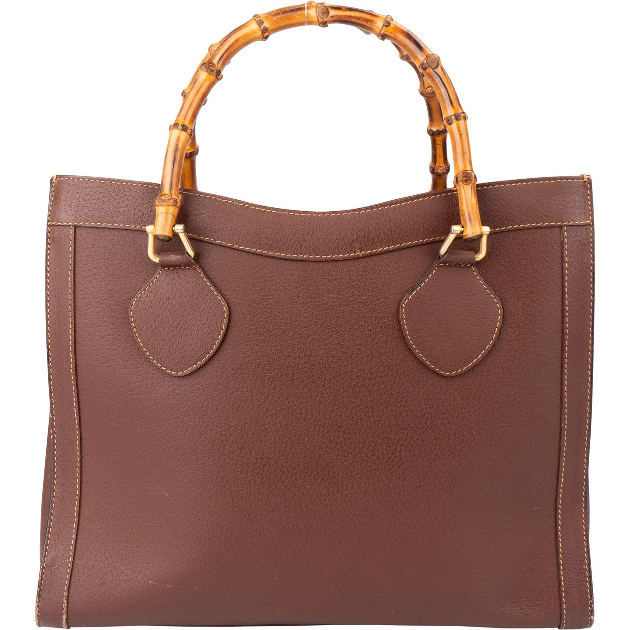 Gucci Gucci Brown Leather Bamboo Handbag Bruin