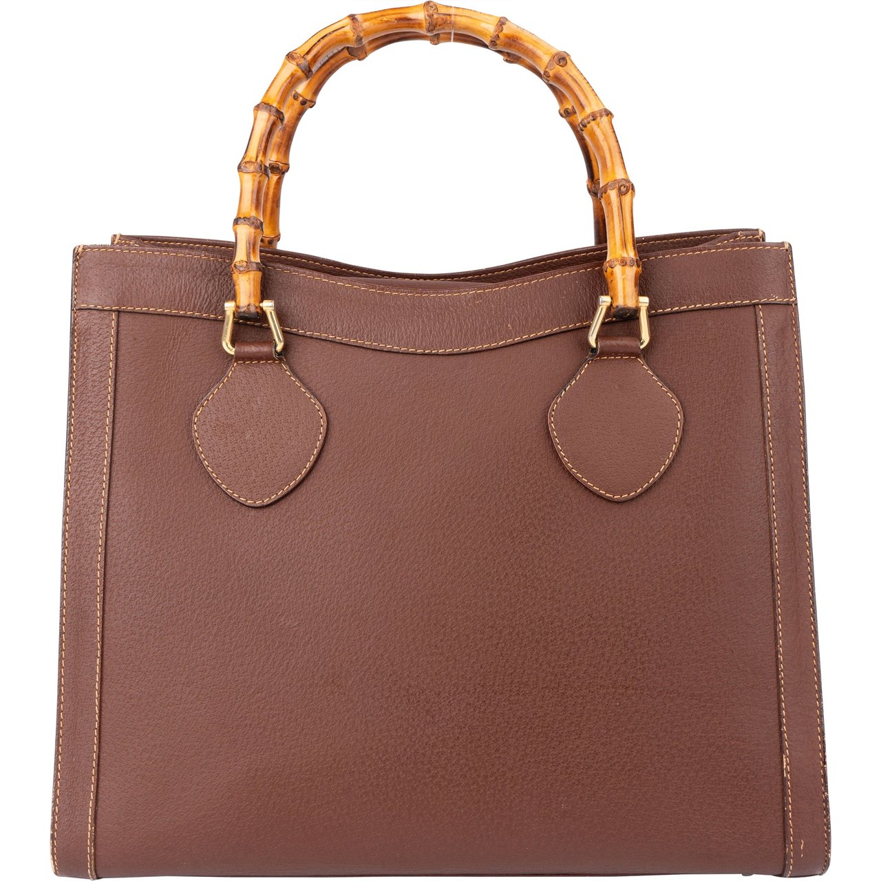 Gucci Gucci Brown Leather Bamboo Handbag Bruin