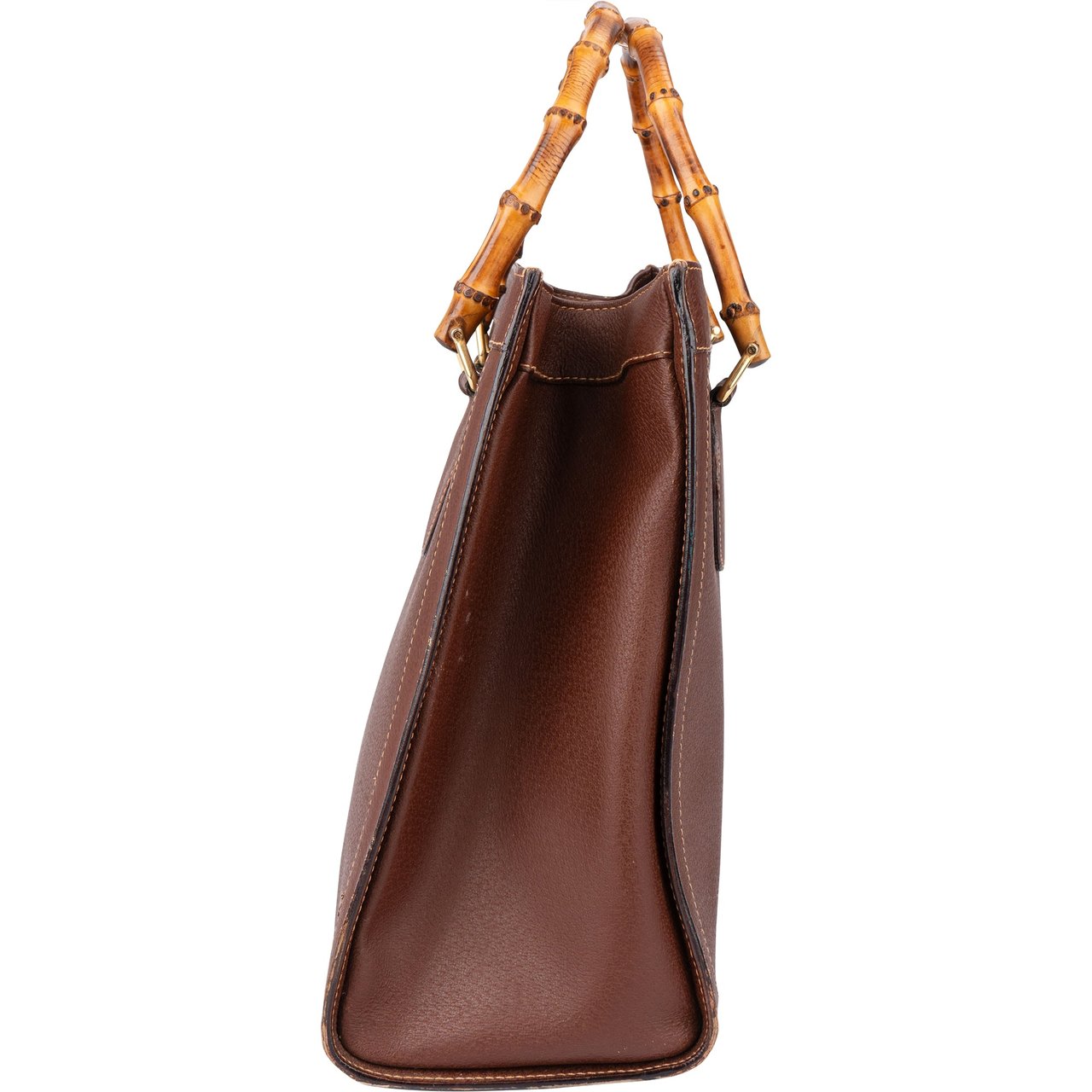 Gucci Gucci Brown Leather Bamboo Handbag Bruin