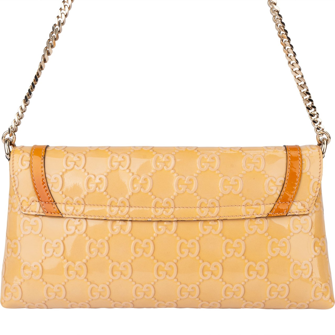 Gucci Gucci Patent Leather Heart Shoulder Flap Bag Oranje
