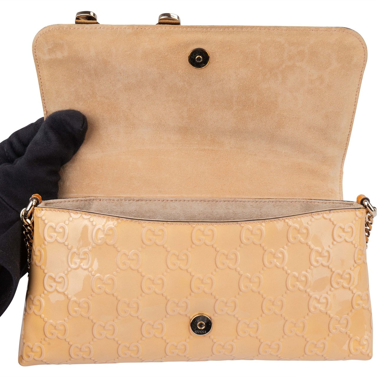 Gucci Gucci Patent Leather Heart Shoulder Flap Bag Oranje